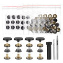 uxcell 24セットのレザースナップファスナーキット20mmメタルスナップボタンプレススタッドレザーリベットスナップ 3つのセッターツール付き 服 ジャケット ジーンズ 黒