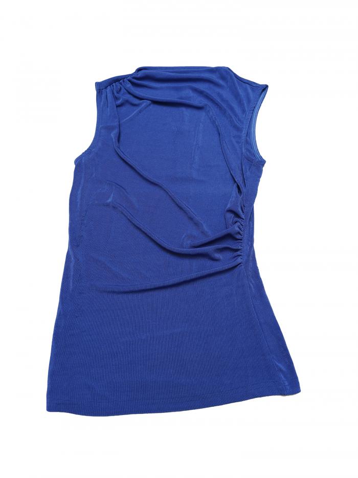 Allegra K モックネック カジュアル スリムフィット ノースリーブ シャツ用 ルーシュ タンクトップ レ..