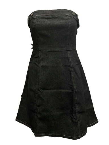 Allegra K チューブ デニム ミニドレス ジーンズワンピース オフショルダー ステープルレス ノースリーブ レディース ブラック XL Allegra K チューブ デニム ミニドレス ジーンズワンピース オフショルダー ステープルレス ノースリーブ レディース ブラック XL