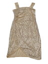 Allegra K レディース スパンコールタンクドレス 輝く ノースリーブ パーティー スリムワンピース ショート丈 ゴールド XL