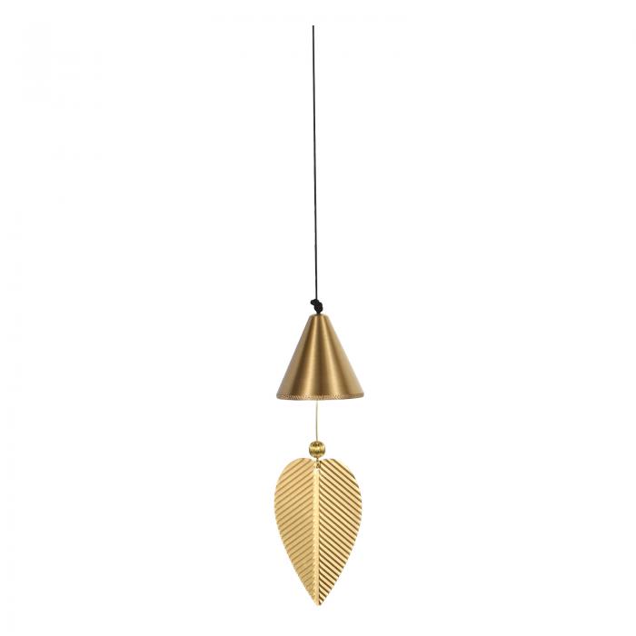 PATIKIL 金箔吊り鐘 35 cm 中国風水ベル 幸運の風鈴 ドア窓用 家の装飾用 富と安全のペンダント 円錐形 金色