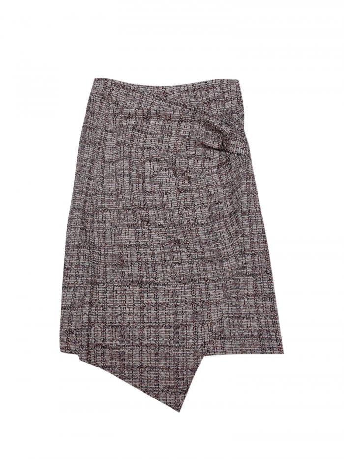 Allegra K レディース ツイードスカート 伸縮性ハイウエスト ラップフロント オフィス ボディコン ペンシルスカート ピンク S