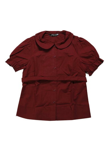 Allegra K 丸襟 ブラウス ボウタイネック シャツ コットン 通勤 トップス パフスリーブ ボタンダウン レディース ワインレッド XL Allegra K 丸襟 ブラウス ボウタイネック シャツ コットン 通勤 トップス パフスリーブ ボタンダウン レディース ワインレッド XL