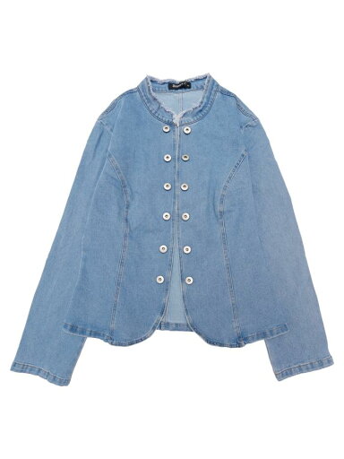 Allegra K レディース デニムブレザー ノーカラー オープンフロント ジーンズカーディガン シンプル ライトブルー XL Allegra K レディース デニムブレザー ノーカラー オープンフロント ジーンズカーディガン シンプル ライトブルー XL