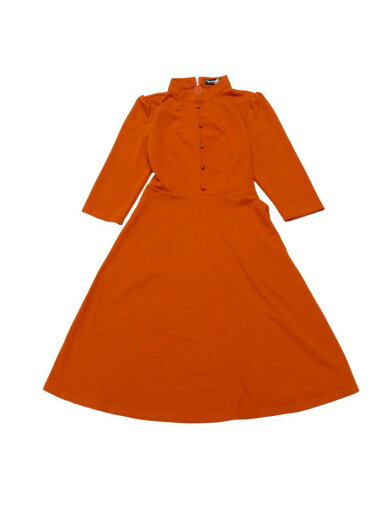 Allegra K シースドレス Aラインドレス 七分袖 スタンドカラー エレガント レディース ダークオレンジ M Allegra K シースドレス Aラインドレス 七分袖 スタンドカラー エレガント レディース ダークオレンジ M