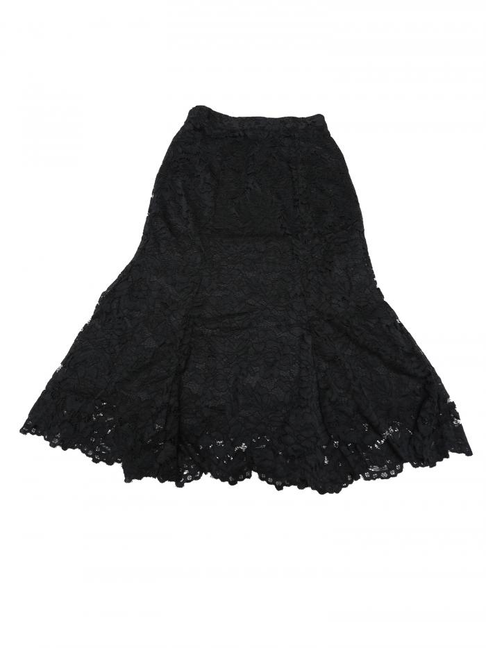 Allegra K レディース オフィス用 レースペンシルスカート ボディコン フィッシュテール ミディスカート ブラック XL(4)