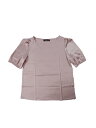 Allegra K レディース エレガント スウィートハートネック ハーフスリーブ オフィスワーク サテン ブラウス トップス ピンク M(4)