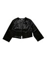 Allegra K レディース クロップドブレザー オープンフロント ビジネス オフィス ショートスーツジャケット カーディガン ブラック L(4)