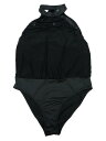 Allegra K レオタードシャツ レディース ホルターネック ノースリーブ メッシュ シアーボディスーツトップス ブラック S