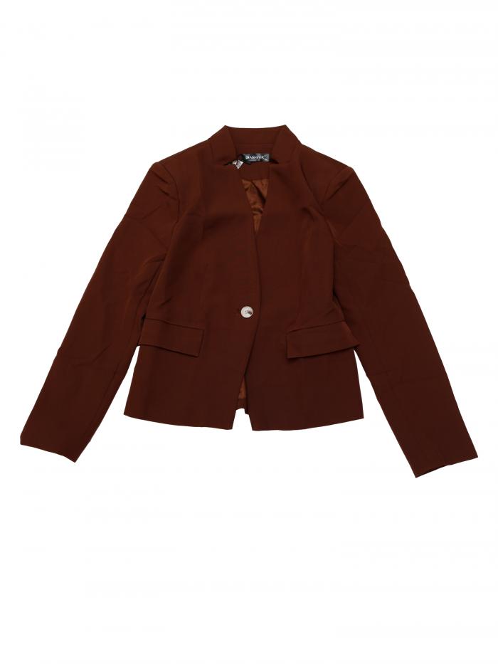 Allegra K レディース ビジネス カジュアルブレザー ス タンドカラー 長袖 ボタン ワークブレザー スーツジャケット ブラウン XS