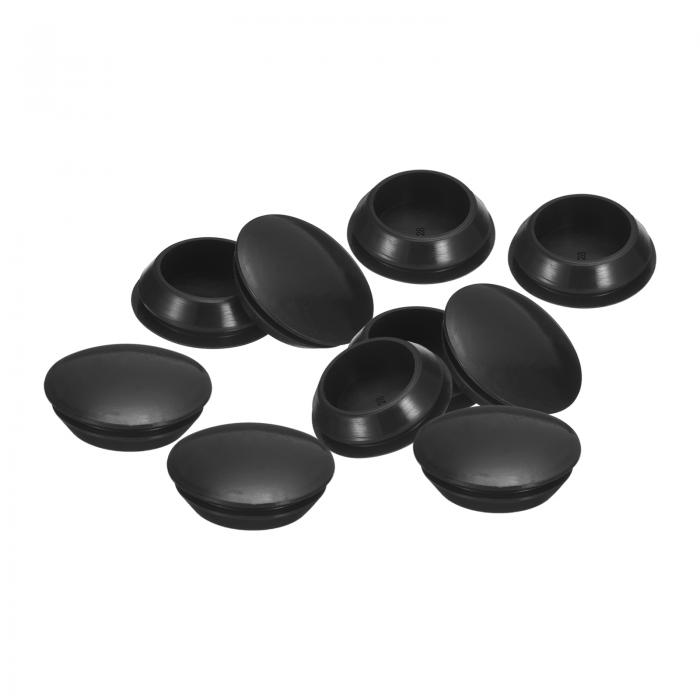 uxcell 10個 シリコンプラグ 28-30mm 穴用ラバーラウンドスナップインロッキングホールプラグ 金属管用 防水ホールプラグ 家具エンドキャップ挿入物 黒