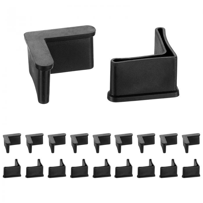 uxcell 20個1.57" x 1.57"ラバーフットパッドカバー L字型家具アングルパッドレッグキャップエンドカバーフロアプロテクターアン チスリップアングルアイアンシェルビング用 黒
