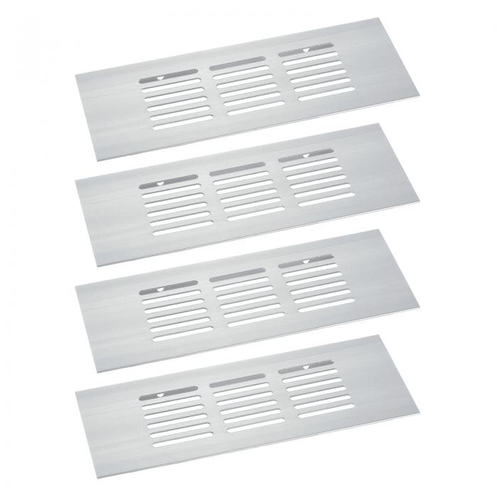 uxcell エアベントカバー 4個150 x 60mm - アルミニウム合金メッシュエアリターンベントカバー シューキャビネットワードローブ用 長方形ルーバー換気グリル（シルバー）