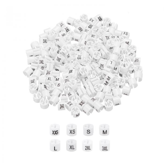 uxcell 衣類ハンガーマーカー XXS/XS/S/M/L/XL/2XL/3XL サイズタグ 3 mm ロッド用 ホワイト ガーメント クロージング カラーコ...