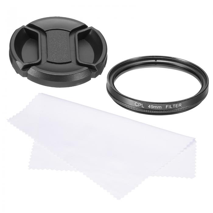 uxcell 49mm 円偏光フィルター レンズキャップクリーニングクロス付きのダブルサイドマルチレイヤーコ..