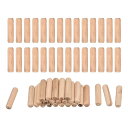 uxcell 120個の木製ダウェルピン10x40mm(0.39x1.57)溝入り傾斜端材木ダウェルペグ木工家具棚用