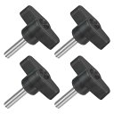 uxcell 4個のティーウィングノブ親指ネジ M6 x 25mmクランピングネジノブメススレッド304ステンレス鋼T字形親指ネジハンドル36mm直径 ハンド締...
