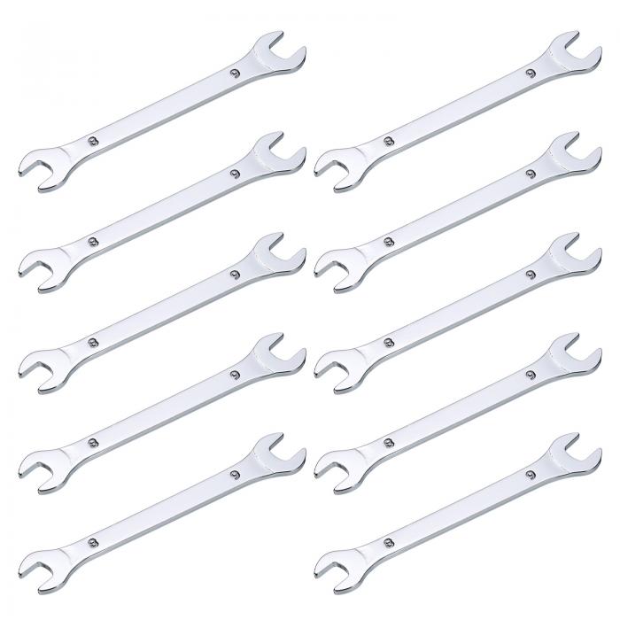 uxcell 薄型オープンエンドレンチ 8mmx9mm メトリック ダブルオープンエンドレンチ クロムメッキ ミラーポリッシュ 高炭素鋼 薄型レンチ ホーム機械修理用 10個