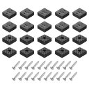 uxcell 20個1.18x0.43" 正方形ゴム製家具脚用ネジ ワッシャー 滑り止め家具床パッド 椅子 テーブル ソファ カウチ脚用 黒