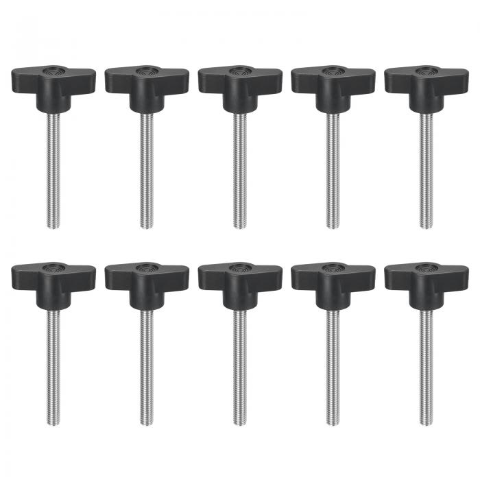 uxcell 10個のクランピングスクリューノブ M6 x 55mm メトリック304ステンレス鋼T字型サムスクリューハンドル クイックリムーブハンド締めノブ交換