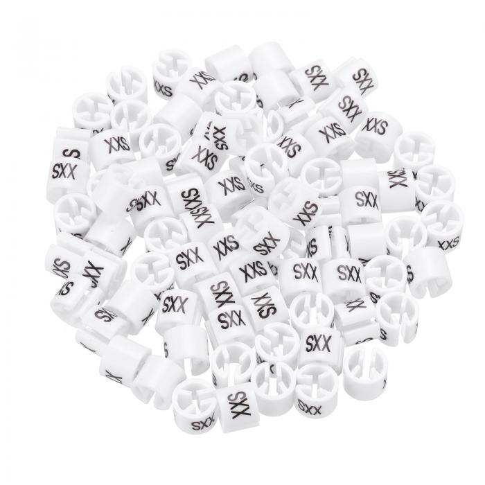 uxcell 衣類ハンガーマーカー2XSサイズタグ3 mmロッド用ホワイトガーメントクロージングカラーコーディング 100個入り