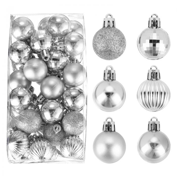 uxcell クリスマスボールオーナメント クリスマスツリーデコレーションボール シルバー 1.2"/3CM パー..