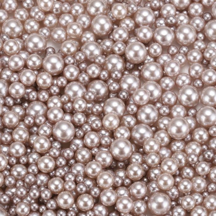 uxcell クラフト用900個のフェイクパール 3-8mmノーホールA BSラウンドパール 花瓶のフィラー 宝石作り 化粧箱 DIYパーツ テーブルスキャッター ホームデコレーション ライト茶色