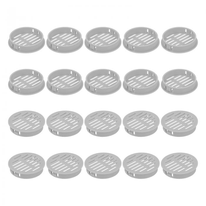 uxcell 24個50mm/1.97"円形ソフィットエアベント プラスチックソフィットベントカバー バスルームキッチンキャビネットワードローブ用のラウンドメッシュホールルーバー ライトグレー
