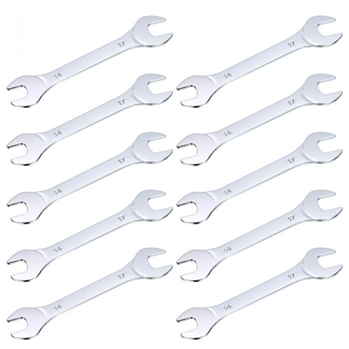 uxcell 14mmx17mmのメトリック薄型オープンエンドレンチ クロムメッキ仕上げ ミラーポリッシュ 高炭素鋼製 家庭用機械修理用 10個