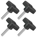 uxcell 4個のティーウィングノブ親指ネジ M6 x 30mmクランピングネジノブメススレッド304ステンレススチールT字型親指ネジハンドル36mm直径 ハ...