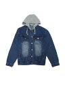 Allegra K レディース デニムジャケット フード付き ダメージ加工 長袖 ボタンダウン 取り外し可能 パーカー ジーンズジャケット ダークブルー M(4)