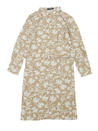 Allegra K レディース 花柄シャツ ドレス 襟付き 長袖 タイウエスト Tシャツドレス カーキ XS Allegra K レディース 花柄シャツ ドレス 襟付き 長袖 タイウエスト Tシャツドレス カーキ XS
