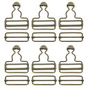 uxcell 全体バックル 6セット レトロメタルサスペンダー交換バックル38mm(1-1/2")内幅 ズボン コッ トンジャケット ジーンズ用 ブロンズトーン