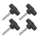 uxcell 4個のティーウィングノブ親指ネジ M6 x 35mmクランピングスクリューノブメススレッド304ステンレススチールT字型親指ネジハンドル36mm直...