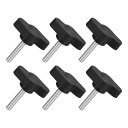 uxcell 6個のティーウィングノブ親指ネジ M4 x 20mmクランピングスクリューノブメススレッド304ステンレススチールT字型親指ネジハンドル27mm直...