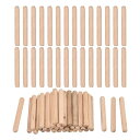 uxcell 60個の木製ダウェルピン6x50mm(0.24x1.97)溝入り傾斜端材木ダウェルペグ木工家具棚用