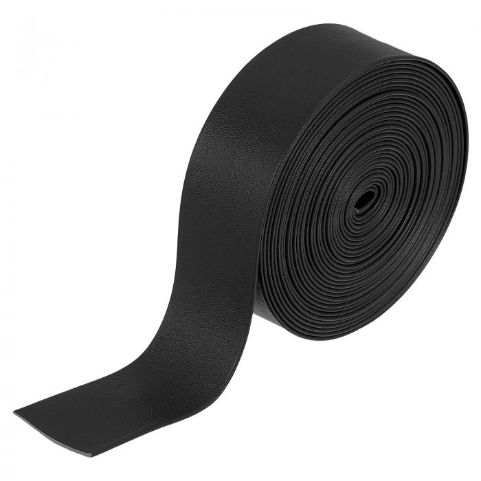 uxcell PUフェイクレザーストリップ 折り返しレザーストラップロール 両面フェイクサプライ DIY クラフトプロジェクト用 4ヤード 25 mm 黒