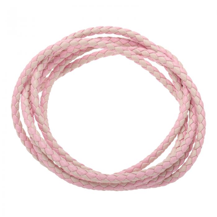 uxcell 編み込みレザーコード 丸型レザーストラップ ソフト宝石レザーロープ 宝石作り ネクタイ作り ネックレス作り用 3 mm 1 M ピンク/ホワイト