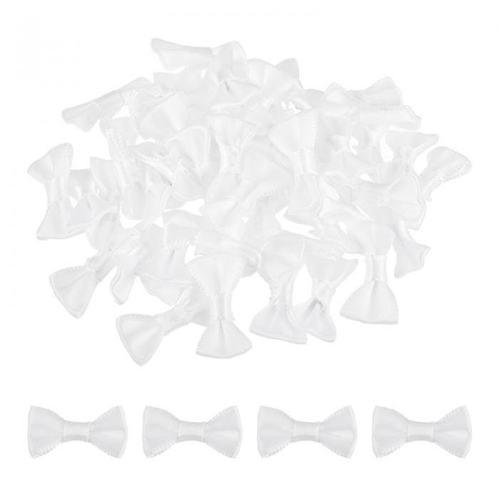 uxcell 50個入り ホワイト 蝶ネクタイ 1.2" x 0.6" ミニ蝶結び 小さなサテン 蝶結び 大量購入 DIY 裁縫..