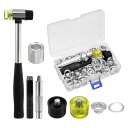 uxcell グロメットアイレットツールキット 金属グロメットキット 取り付けセッターツール付き 靴 衣類 革 布 ベルト DIY用 12mm シルバー 60個