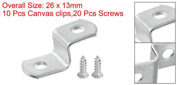 uxcell 10個3/8"オフセットキャンバスクリップ ピクチャーフレームミラークリップZ字形キャンバスペイントマウントクリップ 2つ 取り付け穴付きネジ付き シルバー [2]