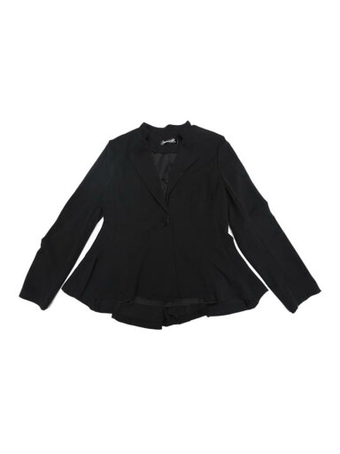 Allegra K レディース オフィス用 ブレザー スタンドカラー 長袖 シングルボタン ペプラム ビジネスブレザー ブラック XS Allegra K レディース オフィス用 ブレザー スタンドカラー 長袖 シングルボタン ペプラム ビジネスブレザー ブラック XS
