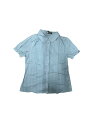 Allegra K シャツ 丸襟 パフフリル半袖 綿 花柄 カジュアル 夏 トップス レディース ブルーグレー XS