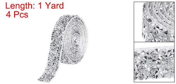 uxcell 4ヤードレジンラインストーンリボン 自己粘着性のあるブリン水晶リボンストリップ ウェディングバースデーパーティーDIYクラフト装飾用 シルバー