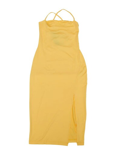 Allegra K スパゲッティストラップドレス ノースリーブ スプリット ボディコン パーティードレス レディース イエロー XL Allegra K スパゲッティストラップドレス ノースリーブ スプリット ボディコン パーティードレス レディース イエロー XL