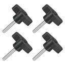 uxcell 4個のティーウィングノブ親指ネジ M5 x 30mmクランピングネジノブメススレッド304ステンレススチールT字型親指ネジハンドル36mm直径 ハ...