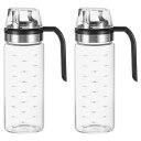 uxcell オイルとビネガーディスペンサーセット 15oz/450ml ガラス製オイルボトル ドリップ注ぎ口なし ガラスオイルディスペンサー スケール付き キ...