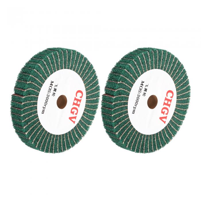 uxcell 2個 150mm x 25mm 180グリット 不織布研磨バニシングホイール 研磨布 ナイロンワイヤードローイ..