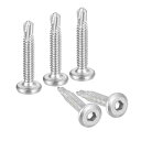 uxcell 六角ソケットセルフタッピングネジ 410ステンレススチール フラットヘッド シートメタル ドリルねじ シルバー #12 x 38 mm 200個
