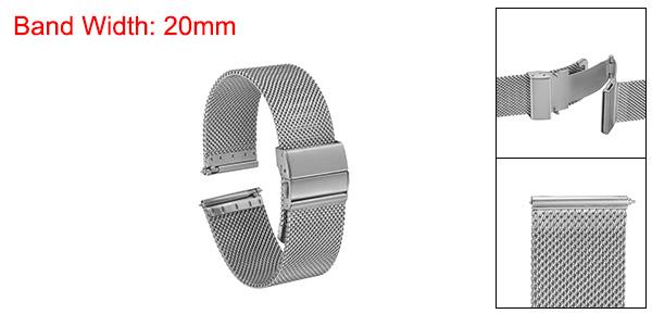 uxcell 20mm クイックリリース メタルウォッチストラップ ステンレススチールメッシュウォッチバンド 調節可能な交換用バンド 男性 女性用 シルバートーン&#10;